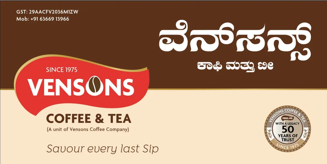 The Vensons Coffee & Tea shopfront sign, reading Since 1975, Savour every last Sip